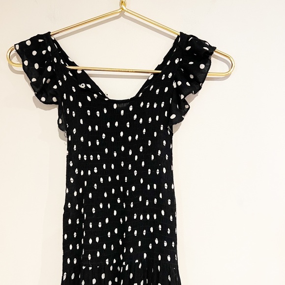 Free People Chambray Butterflies Dot Midi Ruffle Dress in Black size XS - Picture 7 of 13